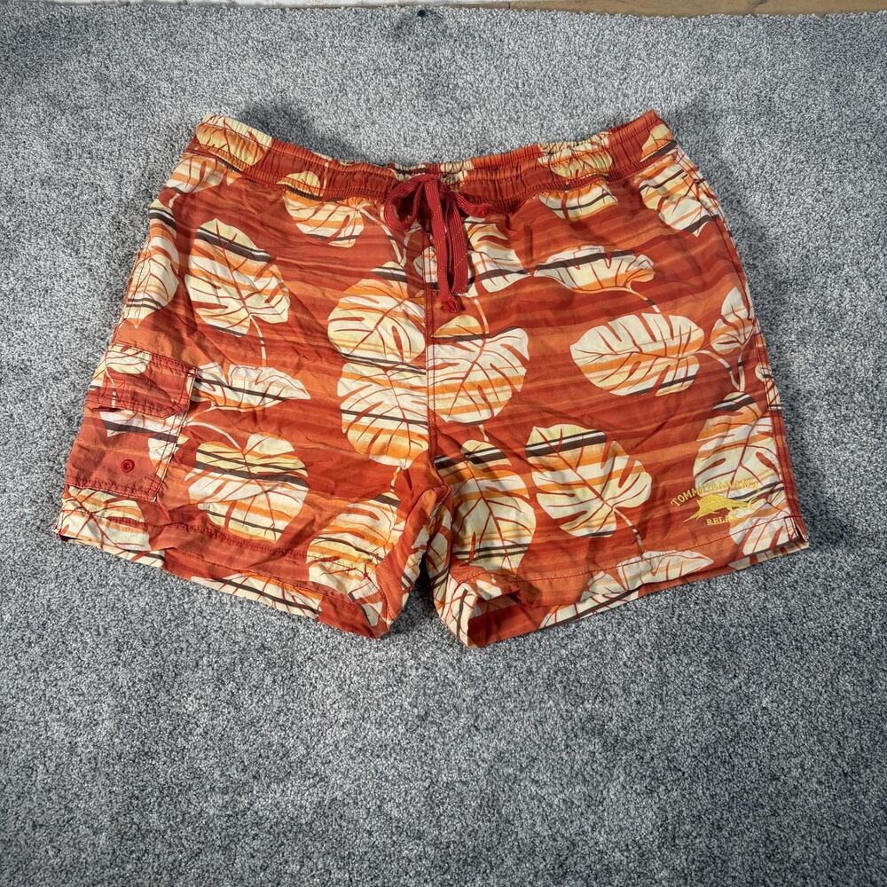 Tommy Bahama Swim Trunks XL Tropical Monstera Leaf Beach Preppy Resortcore